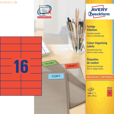 Avery Zweckform Etiketten Inkjet/Laser/Kopier 105x37mm VE=1600 Stück r Avery Zweckform Etiketten Inkjet/Laser/Kopier 105x37mm VE=1600 Stück r von Avery Zweckform