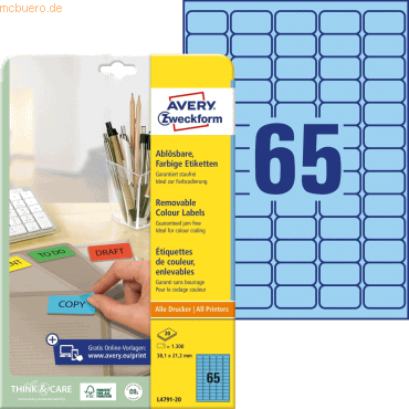 Avery Zweckform Etiketten Inkjet/Laser/Kopier 38,1x21,2mm VE=1300 Stüc Avery Zweckform Etiketten Inkjet/Laser/Kopier 38,1x21,2mm VE=1300 Stüc von Avery Zweckform