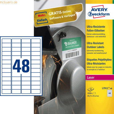 Avery Zweckform Etiketten ultraresistent 45,7 x 21,2mm weiß VE=1920 St Avery Zweckform Etiketten ultraresistent 45,7 x 21,2mm weiß VE=1920 St von Avery Zweckform