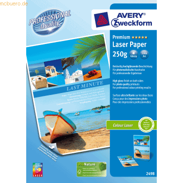 Avery Zweckform Farblaserpapier Premium A4 beidseitig beschichtet hoch von Avery Zweckform