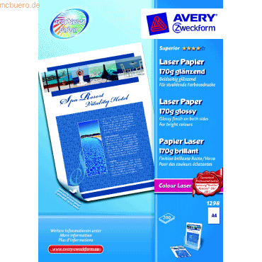 Avery Zweckform Farblaserpapier Superior A4 beidseitig beschichtet glä von Avery Zweckform