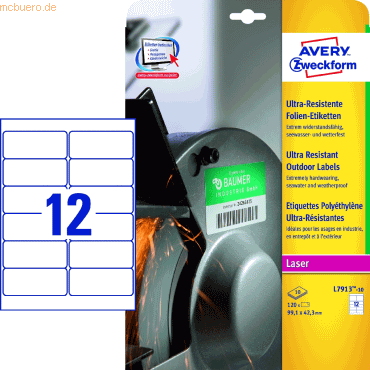 Avery Zweckform Folien-Etiketten ultra-resistent 99,1x42,3mm VE=10 Bog Avery Zweckform Folien-Etiketten ultra-resistent 99,1x42,3mm VE=10 Bog von Avery Zweckform