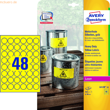 Avery Zweckform Folienetiketten wetterfest Durchmesser 30mm VE=20 Boge Avery Zweckform Folienetiketten wetterfest Durchmesser 30mm VE=20 Boge von Avery Zweckform