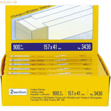 Avery Zweckform Frankier-Etiketten 157x41 mm 900 Etiketten weiß von Avery Zweckform