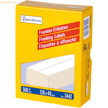 Avery Zweckform Frankieretiketten 138x48mm doppelt weiß VE=500 Stück Avery Zweckform Frankieretiketten 138x48mm doppelt weiß VE=500 Stück von Avery Zweckform
