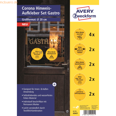 Avery Zweckform Hinweis-Aufkleber rund 20cm gelb VE=12 Stück Motive so von Avery Zweckform