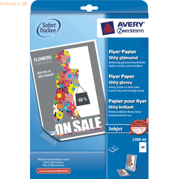 Avery Zweckform Inkjet Flyer-Papier A4 beidseitig beschichtet glänzend von Avery Zweckform
