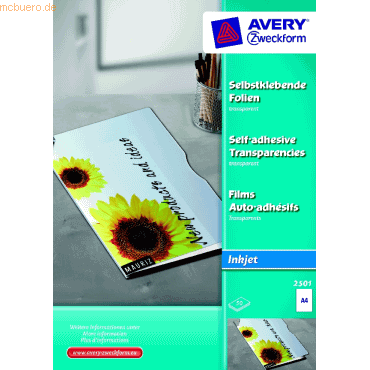 Avery Zweckform Inkjet-Folie A4 selbstklebend spezialbeschichtet 0,17 Avery Zweckform Inkjet-Folie A4 selbstklebend spezialbeschichtet 0,17 von Avery Zweckform