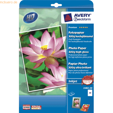 Avery Zweckform Inkjet-Fotopapier Premium A4 einseitig beschichtet hoc von Avery Zweckform