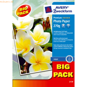 Avery Zweckform Inkjet-Fotopapier Premium A4 einseitig beschichtet hoc von Avery Zweckform