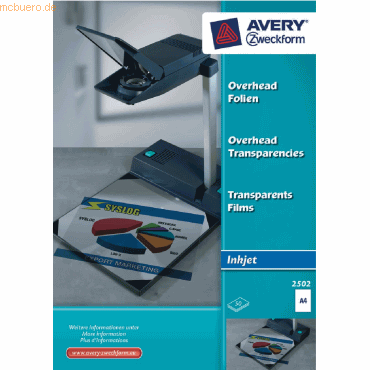 Avery Zweckform Inkjetfolie A4 110my transparent VE=50 Blatt von Avery Zweckform