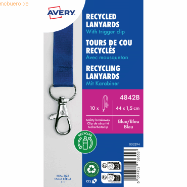 Avery Zweckform Lanyard 4842B 15x440mm blau 10 Stück von Avery Zweckform