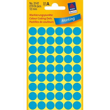 Avery Zweckform Markierungspunkt 3142 12mm blau 270 St./Pack. Avery Zweckform Markierungspunkt 3142 12mm blau 270 St./Pack. von Avery Zweckform