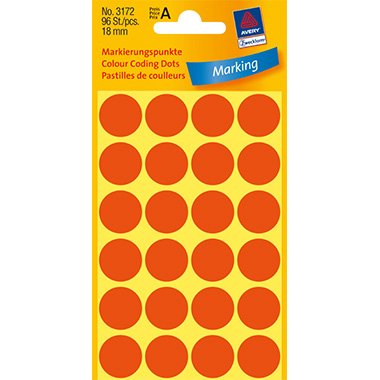 Avery Zweckform Markierungspunkt 3172 18mm leuchtrot 96 St./Pack. von Avery Zweckform