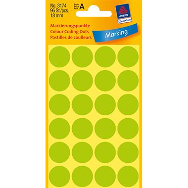 Avery Zweckform Markierungspunkt 3174 18mm leuchtgrün 96 St./Pack. von Avery Zweckform