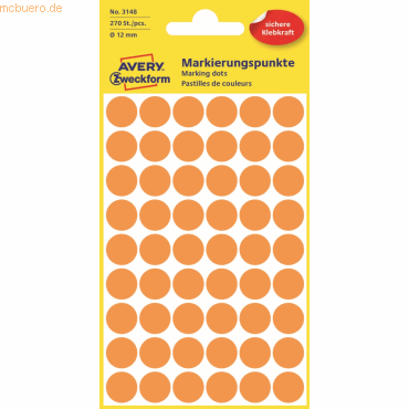 10 x Avery Zweckform Markierungspunkte 12 mm 5 Blatt/270 Etiketten leu von Avery Zweckform