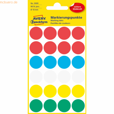 Avery Zweckform Markierungspunkte 18 mm 4 Blatt/96 Etiketten farbig so Avery Zweckform Markierungspunkte 18 mm 4 Blatt/96 Etiketten farbig so von Avery Zweckform