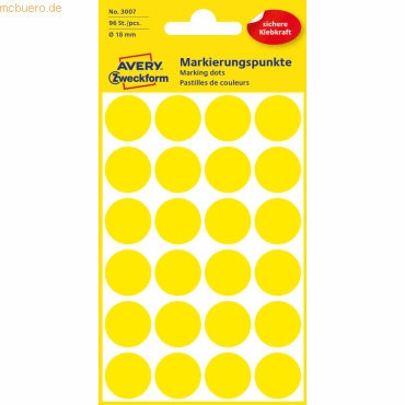 Avery Zweckform Markierungspunkte 18mm Durchmesser gelb VE=96 Stück Avery Zweckform Markierungspunkte 18mm Durchmesser gelb VE=96 Stück von Avery Zweckform