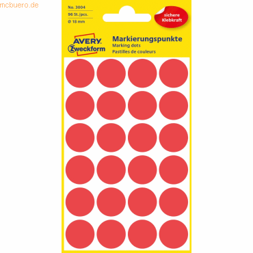 10 x Avery Zweckform Markierungspunkte 18mm Durchmesser rot VE=96 Stüc von Avery Zweckform