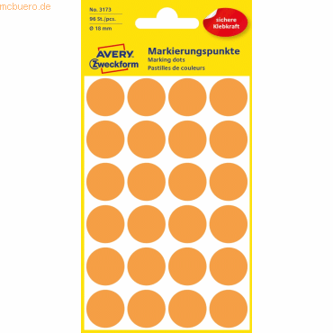 Avery Zweckform Markierungspunkte 18mm VE=96 Stück orange von Avery Zweckform