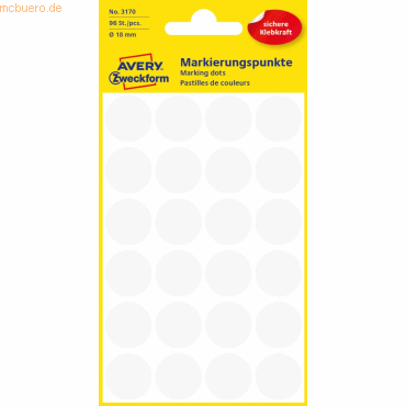 Avery Zweckform Markierungspunkte 18mm VE=96 Stück weiß Avery Zweckform Markierungspunkte 18mm VE=96 Stück weiß von Avery Zweckform