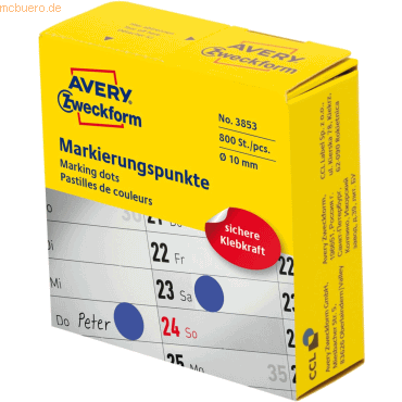 Avery Zweckform Markierungspunkte auf Rolle 10mm blau VE=800 Stück von Avery Zweckform