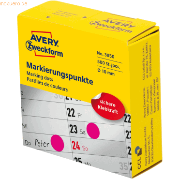 Avery Zweckform Markierungspunkte auf Rolle 10mm magenta 800 Stück Avery Zweckform Markierungspunkte auf Rolle 10mm magenta 800 Stück von Avery Zweckform