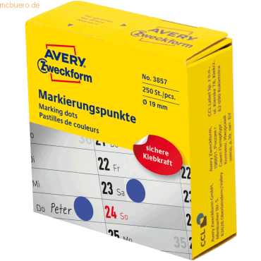 Avery Zweckform Markierungspunkte auf Rolle 19mm blau VE=250 Etiketten von Avery Zweckform