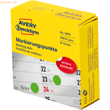 Avery Zweckform Markierungspunkte auf Rolle 19mm grün VE=250 Etiketten Avery Zweckform Markierungspunkte auf Rolle 19mm grün VE=250 Etiketten von Avery Zweckform
