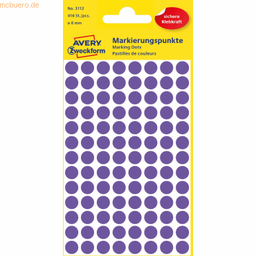 10 x Avery Zweckform Markierungspunkte violett DM 8mm VE=416 Etiketten von Avery Zweckform