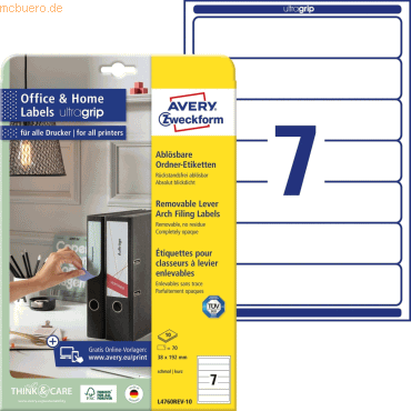 Avery Zweckform Ordner-Etiketten für schmale Ordner wiederablösbar wei Avery Zweckform Ordner-Etiketten für schmale Ordner wiederablösbar wei von Avery Zweckform