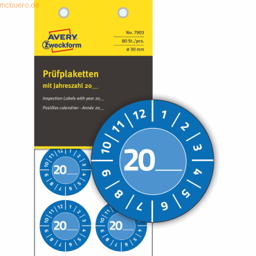 Avery Zweckform Prüfplaketten Jahreszahl 20__ Vinyl 30mm 10 Bogen/80 E Avery Zweckform Prüfplaketten Jahreszahl 20__ Vinyl 30mm 10 Bogen/80 E von Avery Zweckform