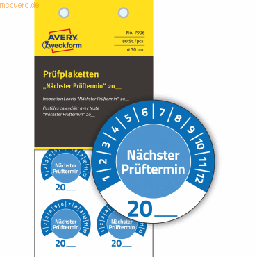 Avery Zweckform Prüfplaketten 'Nächster Prüftermin' 20__ Vinyl 30mm 10 Avery Zweckform Prüfplaketten 'Nächster Prüftermin' 20__ Vinyl 30mm 10 von Avery Zweckform