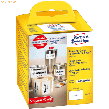Avery Zweckform Rollen-Etiketten 104x159mm 1 Rolle/200 Etiketten weiß Avery Zweckform Rollen-Etiketten 104x159mm 1 Rolle/200 Etiketten weiß von Avery Zweckform