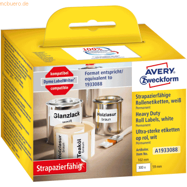 Avery Zweckform Rollen-Etiketten 59x102mm 1 Rolle/300 Etiketten weiß Avery Zweckform Rollen-Etiketten 59x102mm 1 Rolle/300 Etiketten weiß von Avery Zweckform