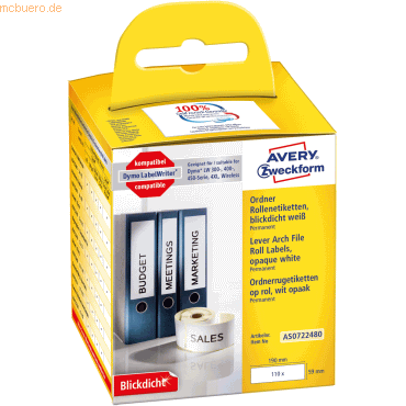 Avery Zweckform Rollenetiketten Ordnen 190x59mm VE=110 Stück Avery Zweckform Rollenetiketten Ordnen 190x59mm VE=110 Stück von Avery Zweckform