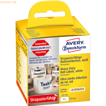 Avery Zweckform Rollenetiketten strapazierfähig 59x102mm Folie weiß VE Avery Zweckform Rollenetiketten strapazierfähig 59x102mm Folie weiß VE von Avery Zweckform
