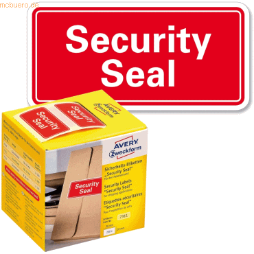 Avery Zweckform Sicherheitssiegel Security Seal 38x20 mm rot VE=200 St von Avery Zweckform