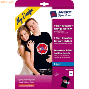 Avery Zweckform Textilfolien für farbige Textilien 210x297 mm 8 Blatt Avery Zweckform Textilfolien für farbige Textilien 210x297 mm 8 Blatt von Avery Zweckform