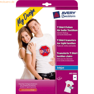 Avery Zweckform Textilfolien für helle Textilien 210x297 mm 24 Blatt Avery Zweckform Textilfolien für helle Textilien 210x297 mm 24 Blatt von Avery Zweckform