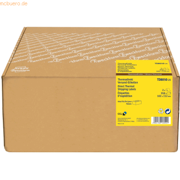 Avery Zweckform Thermodirektetiketten 102x152mm weiß VE= 950 Stück Avery Zweckform Thermodirektetiketten 102x152mm weiß VE= 950 Stück von Avery Zweckform
