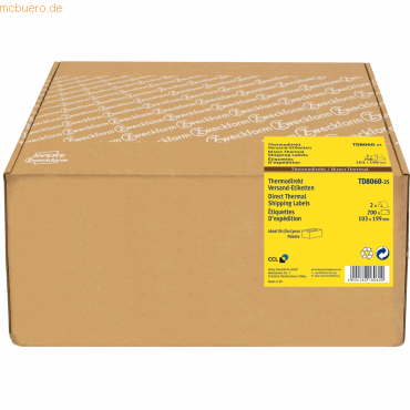 Avery Zweckform Thermodirektetiketten 103x199mm weiß VE= 750 Stück Avery Zweckform Thermodirektetiketten 103x199mm weiß VE= 750 Stück von Avery Zweckform