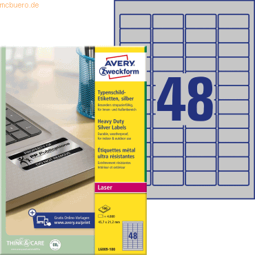 Avery Zweckform Typenschild-Etiketten 45,7x21,2mm elektronische Kompon von Avery Zweckform