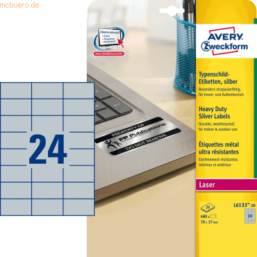 Avery Zweckform Typenschild-Etiketten 70 x 37mm silber VE=480 Stück Avery Zweckform Typenschild-Etiketten 70 x 37mm silber VE=480 Stück von Avery Zweckform