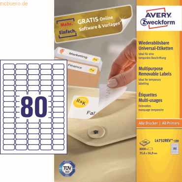 Avery Zweckform Universal-Etiketten 35,6x16,9 mm 100 Blatt/8000 Etiket Avery Zweckform Universal-Etiketten 35,6x16,9 mm 100 Blatt/8000 Etiket von Avery Zweckform