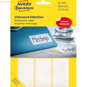 Avery Zweckform Universal-Etiketten 77x31 mm 28 Blatt/224 Etiketten we von Avery Zweckform