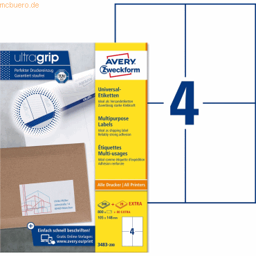 Avery Zweckform Universal-Etiketten ultragrip 105x148 mm VE=880 Etiket Avery Zweckform Universal-Etiketten ultragrip 105x148 mm VE=880 Etiket von Avery Zweckform