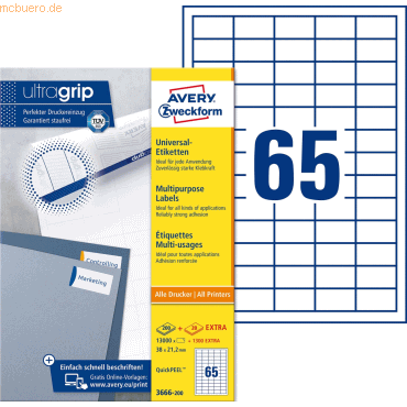 Avery Zweckform Universal-Etiketten ultragrip 38x21,2 mm VE=14.300 Eti von Avery Zweckform