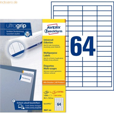 Avery Zweckform Universal-Etiketten ultragrip 48,5x16,9 mm VE=14.080 E von Avery Zweckform