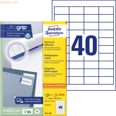 Avery Zweckform Universal-Etiketten ultragrip 48,5x25,4 mm VE=4.000 Et Avery Zweckform Universal-Etiketten ultragrip 48,5x25,4 mm VE=4.000 Et von Avery Zweckform